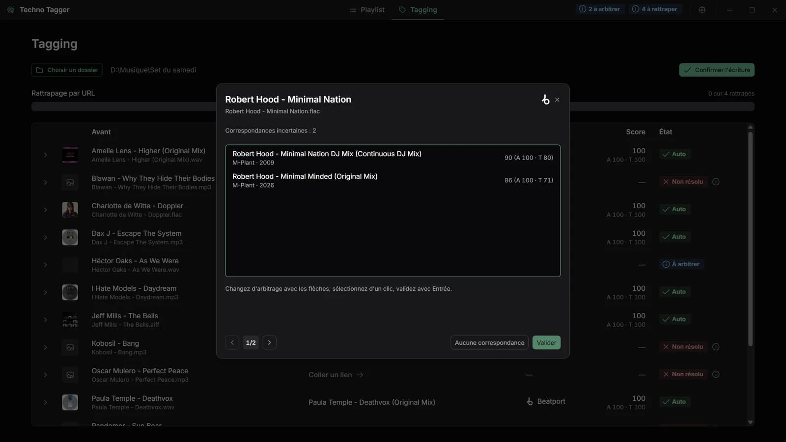 Arbitration dialog between two ambiguous Beatport candidates